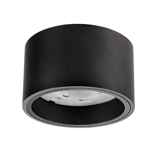 Gleonlux LED Deckenspots Aufbauspot GX53, Deckenstrahler Flache 230V Aufputz Aufbaustrahler, Deckenlampe Ø95x55mm, Downlight Rund mit GX53 Fassung, Deckenleuchte Aluminium Schwarz, Keine Lichtquelle von Gleonlux