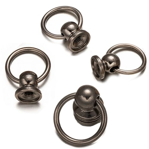 10 Stück ! O-Ringe 10mm - im Halter mit Schraubgewinde, Schraubringe - Farbe: Schwarz, Ringkloben Modeschmuck, Ring der O, Style: SM Sub Bottom Gothic für Choker als Zubehör, DIY Basteln Schmuck Leder von Gletscherlicht