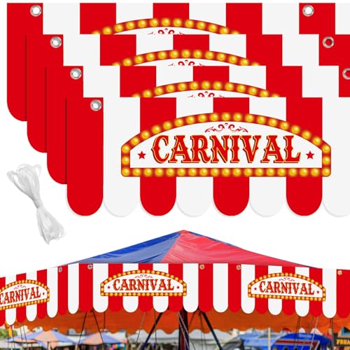 GliCraft 4 Stück Karneval Markise Dekorationen Zirkus Zelt Wanddekoration hängende Banner rot und weiß gestreift Baldachin Ständer Schild Zirkus Karneval Mottoparty Zubehör, 9,84 x 78,74 (elegant) GliCraft 4 Stück Karneval Markise Dekorationen Zirkus Zelt Wanddekoration hängende Banner rot und weiß gestreift Baldachin Ständer Schild Zirkus Karneval Mottoparty Zubehör, 9,84 x 78,74 (elegant) von GliCraft