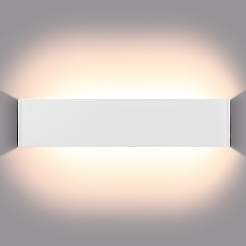 Glighone 16W LED Wandleuchte Innen Weiß Wandlampe Innen Modern Up Down Licht Wandbeleuchtung Warmweiß Treppenhuas Beleuchtung für Wohnzimmer Schlafzimmer Flur Treppen usw, aus Aluminium von Glighone