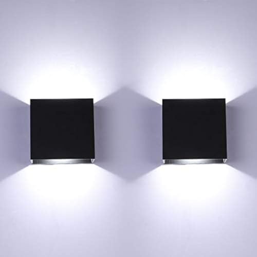 Lightess 2 Stücke LED Wandleuchten innen, Schwarz Alumm Wandleuchte innen, Up Down 6W Modern Wandlicht, LED Wandlampe für Wohnzimmer, Schlafzimmer, Flur, Balkon, Treppenhaus - Kaltweiß 5000K von Glighone