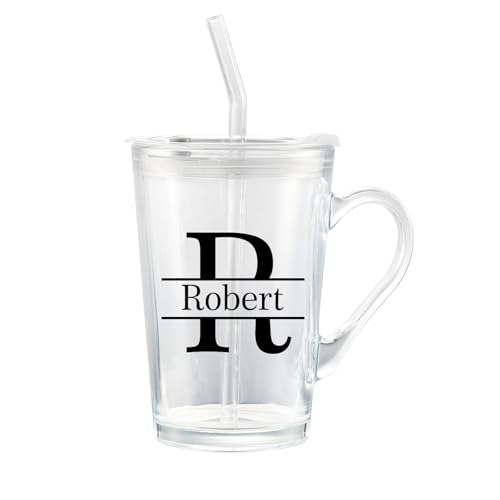 Glimmerday Trinkgläser Tasse mit Deckel und Glas Strohhalme, Longdrinkgläser, Benutzerdefinierte Dose Geformt Biergläser, Perfekt für Bier, Eistee Geschenk für Frauen von Glimmerday