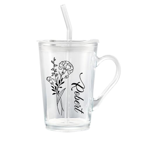 Glimmerday Trinkgläser Tasse mit Deckel und Glas Strohhalme, Longdrinkgläser, Benutzerdefinierte Dose Geformt Biergläser, Perfekt für Bier, Eistee Geschenk für Frauen von Glimmerday