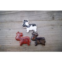 Keramik Kuh Magnet, Rote Kuh, Braune Schwarz Weiße Bauernhof Tier, Geschenk, Scheune Tiere von GlinianaKoniczynka