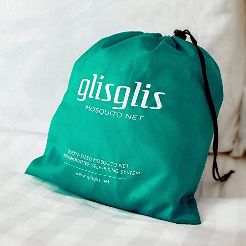 GlisGlis Green Pyramide – Moskitonetz für Zuhause und Reisen, Doppelbett, Gummizug im Boden, Eingang mit Reißverschluss, Beutel Inklusive von GlisGlis