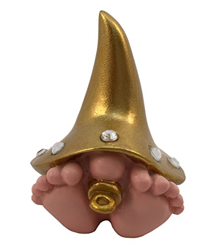 GlitZGlam Baby Gartenzwerge Riese D Diva - EIN Mädchen Baby-GNOME mit einem goldenen Hut und Strass für den Fairy Garden (15,2 cm hoch) von GlitZGlam
