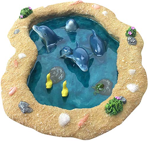 GlitZGlam Die blauen Delfine Miniatur-Teich für einen Feengarten – verzaubertes Gartenzubehör von GlitZGlam