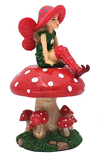 GlitZGlam LULU die Fee mit abnehmbarem Feenständer in Pilzform für den Feengarten/Miniaturengarten von GlitZGlam