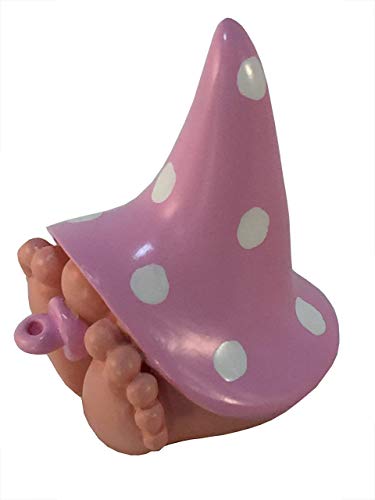 GlitZGlam Miniatur-Baby-GNOME Chloe - der Baby-GNOME mit der Tupfen-Rosa-Hut für den Feengarten von GlitZGlam