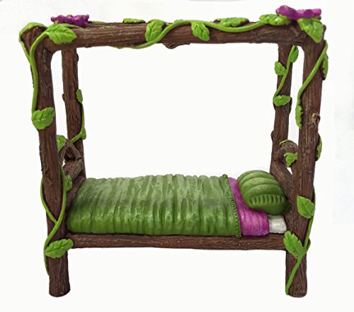 GlitZGlam Miniatur-Fee und Baby-GNOME-Bett - EIN 4-Post Miniatur-Bett für Ihre Fee und GNOME-Garten, Pixies und Sprites - EIN Feengarten Accessoire von GlitZGlam