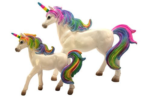 GlitZGlam Regenbogeneinhorn-Set: Mutter (Alana) und Tochter (Penelope) Einhorn Miniatureinhornfiguren für Ihren Feengarten von GlitZGlam