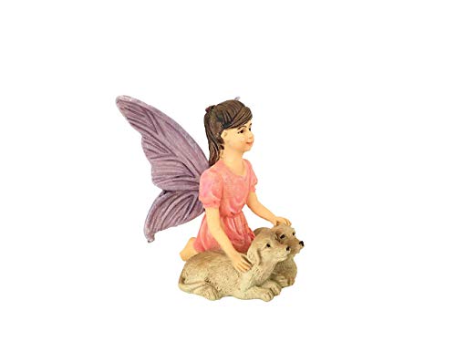 GlitZGlam Sofie die Gartenfee mit den Welpen - Eine Miniaturgarten-Feenfigur für Ihren Feengarten von GlitZGlam