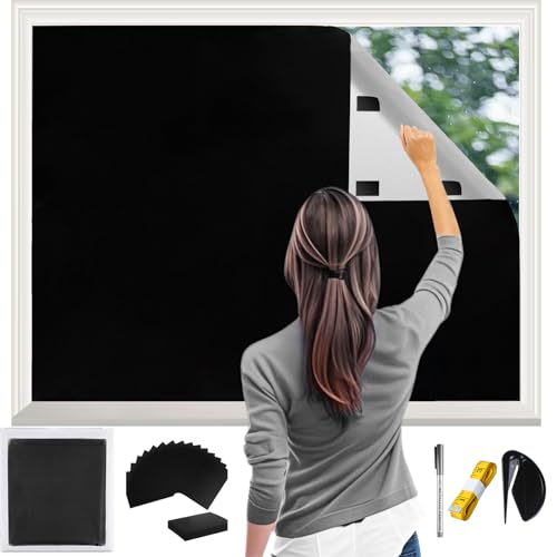 Fenster Abdunkeln & Verdunklung, Verdunklungsfolie mit Nano Saugnapf | Wieder Verwendbar |, Hitzeschutz & Abdunklungsfolie, Verdunkelungsfolie, Fensterverdunkelungen Innen(2mx1,45m) von Gliterra