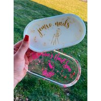 Nailfie, Handgefertigt, Personalisiertes Nail Tech Tablett, Nailfie Tablett von GlitterflyCreationz