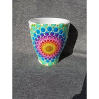Orchideentopf Blumentopf Mit Regenbogen Mandala von Glitzerwerk35
