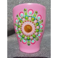 Orchideentopf Blumentopf Rosa Mit Pink Grün Silber Mandala von Glitzerwerk35