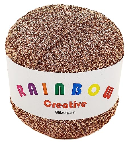 Rainbow Creative in der Farbe Gold auf 25 Gramm Knäuel von Glitzergarn