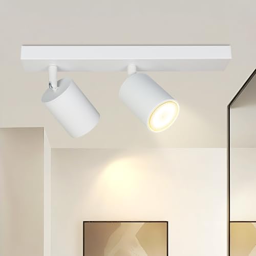 Glitzerlife Deckenstrahler 2 Flammig Flurlampe Weiss - Deckenspot GU10 Deckenlampe Modern Deckenleuchte Spot Schwenkbar 350° MAX.25W Wandstrahler für Küche Schlafzimmer Balkon(ohne Leuchtmittel) von Glitzerlife