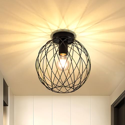Glitzerlife Deckenlampe Industrial Deckenleuchte Schwarz - Flurlampe Vintage Runde Ø 20CM E27 1 Flammig Lampenschirm Retro Metall Wohnzimmerlampe Käfig Gitter Korride Küche Schlafzimmer Glitzerlife Deckenlampe Industrial Deckenleuchte Schwarz - Flurlampe Vintage Runde Ø 20CM E27 1 Flammig Lampenschirm Retro Metall Wohnzimmerlampe Käfig Gitter Korride Küche Schlafzimmer von Glitzerlife