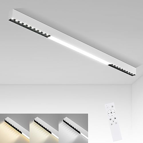 Glitzerlife Deckenlampe LED Deckenleuchte Wohnzimmer - 107CM Wohnzimmerlampe Lang Küchenlampe 32W Bürolampe Decke Modern Dimmbar mit Fernbedienung Büro Deckenbeleuchtung Panel für Küche Schlafzimmer von Glitzerlife