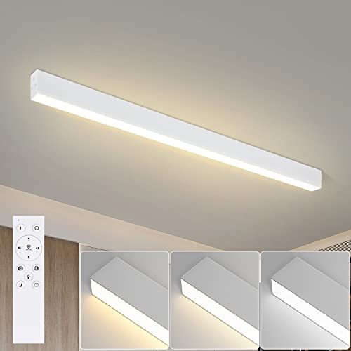 Glitzerlife Deckenlampe LED Deckenleuchte Wohnzimmer - 25W Wohnzimmerlampe Modern 80CM Lang Büro Deckenbeleuchtung Bürolampe Decke Dimmbar mit Fernbedienung Schlafzimmerlampe Panel für Schlafzimmer von Glitzerlife