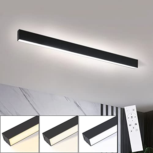 Glitzerlife Deckenlampe LED Deckenleuchte Wohnzimmer - 25W Wohnzimmerlampe Schwarz Küche Deckenbeleuchtung Lang 80CM Schlafzimmerlampe Panel Dimmbar mit Fernbedienung Modern für Schlafzimmer Flur Büro von Glitzerlife