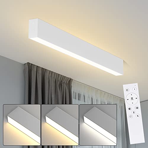 Glitzerlife Deckenlampe LED Deckenleuchte Wohnzimmer - 53.6CM Wohnzimmerlampe Lang Bürolampe Decke Küchenlampe Modern Dimmbar mit Fernbedienung 17W Büro Deckenbeleuchtung Panel für Schlafzimmer Küche von Glitzerlife