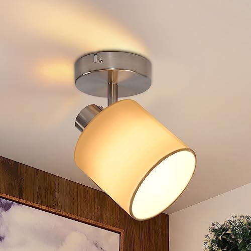 Glitzerlife Deckenstrahler 1 Flammig Deckenleuchte Flur - Deckenlampe Modern Deckenspot Nickel Wandstrahler Schwenkbar 350° E14 MAX.40W lampe für Wohnzimmer Schlafzimmer Küche (ohne Leuchtmittel) von Glitzerlife