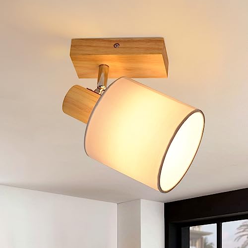 Glitzerlife Deckenleuchte 1 Flammig Deckenlampe Flur - Deckenstrahler Modern Holz Deckenspot Wandstrahler Schwenkbar 350° E14 MAX.40W lampe für Wohnzimmer Schlafzimmer Küche (ohne Leuchtmittel) von Glitzerlife