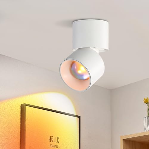 Glitzerlife Deckenstrahler 1 Flammig Sunset Lampe Weiß - Flurlampe LED Deckenspots Schwenkbar 350° Deckenlampe Modern Schlafzimmer Innen für Wohnzimmer Treppenhaus Kinderzimmer Flur Esstisch von Glitzerlife