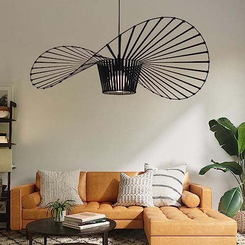 Glitzerlife Hängelampe Wohnzimmer Pendelleuchte Schwarz - Esszimmerlampe Modern Esstisch 100CM Vintage E27 Vertigo Höhenverstellbar Esszimmer Kreative Esstischlampe ohne Leuchtmittel von Glitzerlife