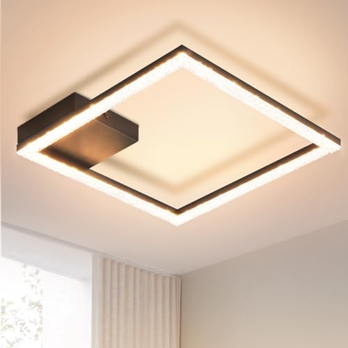Glitzerlife Deckenleuchte Schlafzimmer LED Deckenlampe - Flurlampe 12W Schwarz Kristall Lampe Modern Warmweiß Schlafzimmerlampe Deckenbeleuchtung für Küche Flur Wohnzimmer Glitzerlife Deckenleuchte Schlafzimmer LED Deckenlampe - Flurlampe 12W Schwarz Kristall Lampe Modern Warmweiß Schlafzimmerlampe Deckenbeleuchtung für Küche Flur Wohnzimmer von Glitzerlife