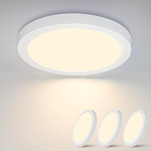 Glitzerlife LED Deckenleuchte Rund Flach - 3 Stück Modern Weiß Deckenlampe Flurlampe Warmweiß 3000K 18W IP44 Wasserfest für Küche Büro Wohnzimmer Badezimmer Kinderzimmer Schlafzimmer Ø23CM von Glitzerlife
