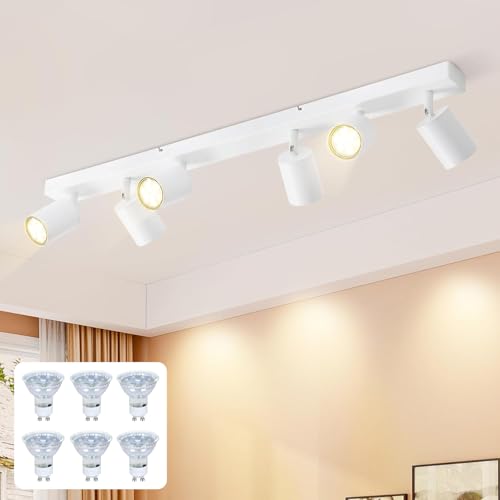 Glitzerlife LED Deckenstrahler 6 Flammig Deckenlampe - Deckenleuchte Weiss Modern Deckenspot 6×4.8W GU10 3000K Lang Schwenkbar 350° Weiß Wohnzimmerlampe Schlafzimmer Küche Flur MAX.25W Glitzerlife LED Deckenstrahler 6 Flammig Deckenlampe - Deckenleuchte Weiss Modern Deckenspot 6×4.8W GU10 3000K Lang Schwenkbar 350° Weiß Wohnzimmerlampe Schlafzimmer Küche Flur MAX.25W von Glitzerlife