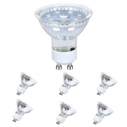 Glitzerlife LED GU10 Leuchtmittel 3000K - 6 Stück Lampe 4.8W Ersetzt 75W Warmweiß Lichtquelle AC 230V Flimmerfrei für Hängeleuchte Hängelampe Pendelleuchte Deckenstrahler von Glitzerlife