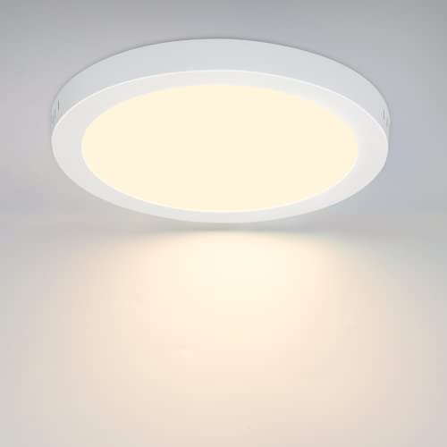 Glitzerlife LED Deckenleuchte Rund Flach - Modern Weiß Deckenlampe LED Flurlampe Warmweiß 3000K 18W IP44 Wasserfest für Küche Büro Wohnzimmer Badezimmer Kinderzimmer Schlafzimmer Ø23CM von Glitzerlife