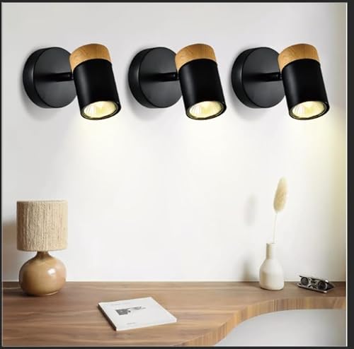 Glitzerlife Spotleuchte Schwarz Wandleuchte Innen - Wandspots Schalter 3ER GU10 Nachtisschlampe Schwenkbar MAX. 40W Bettleuchte Bettlampe Küchenlampe, Ohne Leuchtmittel von Glitzerlife