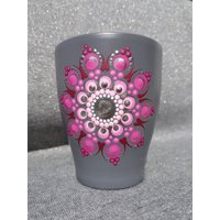 Orchideentopf Blumentopf Anthrazit Mit Pink Rosa Silber Mandala von Glitzerwerk35