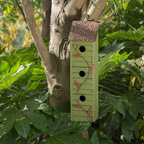 Glitzhome JK97321 3-stöckiges Vogelhaus zum Aufhängen aus Holz Fensterläden Vogelhaus 45,7 cm hoch, grün Glitzhome JK97321 3-stöckiges Vogelhaus zum Aufhängen aus Holz Fensterläden Vogelhaus 45,7 cm hoch, grün von Glitzhome