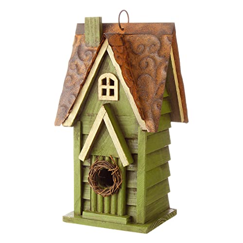 Glitzhome Vogelhaus aus Holz, handbemalt, 29,2 cm, Grün von Glitzhome
