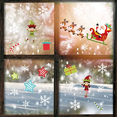 Glitzkind Fensteraufkleber Fensterbild Fensterdeko Weihnachten Santa Claus Weihnachtsmann | Weihnachts Fenstersticker Fensteraufkleber | Deko Fenster Außen Kinderzimmer von Glitzkind