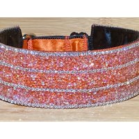 Echter Strass Martingale Kragen, 4 Reihen Funkelnder Strasssteine & Schillernde Orange Aurora Kristalle Ist Einzigartig, Langlebig Und Komfortabel von GlitzyGlambyAnne