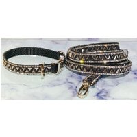 Schwarz Silber Strass Bling Halsband Und Leine Geschenk Set, Modernes Muster Zum Funkeln, Einstellbar Glam in Allen Größen von GlitzyGlambyAnne