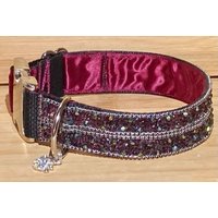 Rubin Strass Hundehalsband, Wahl Der Metallschnalle, Karabinerverschluss Oder Kunststoff Schnalle, 1, 5 "Breit Funkelnden Einzigartigen Posh Bling von GlitzyGlambyAnne