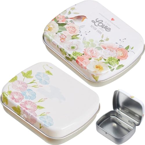 Glixoft 2 Stück Metall-lebensmitteldosen Klappdeckel, Rechteckige Kleine Dosen, Leere Reisegläser, Niedliche Aufbewahrungsbehälter Für Pillenbonbons Glixoft 2 Stück Metall-lebensmitteldosen Klappdeckel, Rechteckige Kleine Dosen, Leere Reisegläser, Niedliche Aufbewahrungsbehälter Für Pillenbonbons von Glixoft