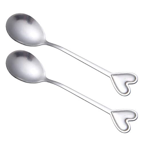 Glixoft 2pc Edelstahl Herz Form Kaffee Tee Löffel Gabel Dessert Zucker Rühren Dekorative Löffel Teelöffel Hochzeit Geschenk Küche Werkzeuge von Glixoft