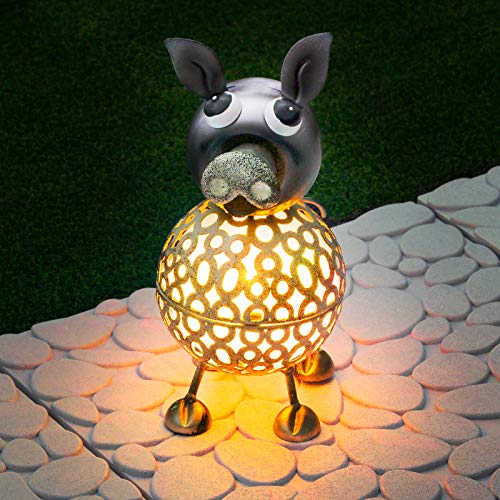 GloBrite LED-Solarleuchte für den Garten, Metall, Farbwechsel, Dekoration, Terrassenleuchte (Schwein) von GloBrite