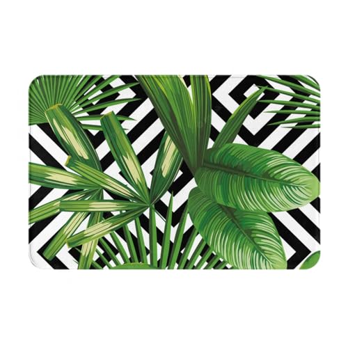 GloGlobal Grüne Blätter der tropischen Pflanze der Palme, Fußmatte, Badematte, rutschfeste Bodenmatte, weiche Badezimmerteppiche, saugfähige Badezimmerunterlage, 40 x 60 cm von GloGlobal