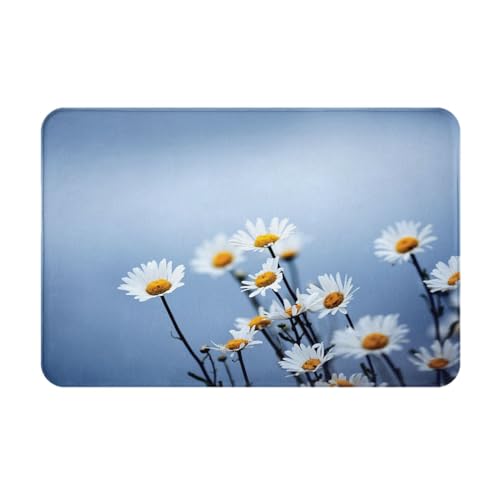 GloGlobal Natur weiße Blume, Fußmatte, Badematte, rutschfeste Bodenmatte, weiche Badezimmerteppiche, saugfähige Badezimmerunterlage, 40 x 60 cm von GloGlobal