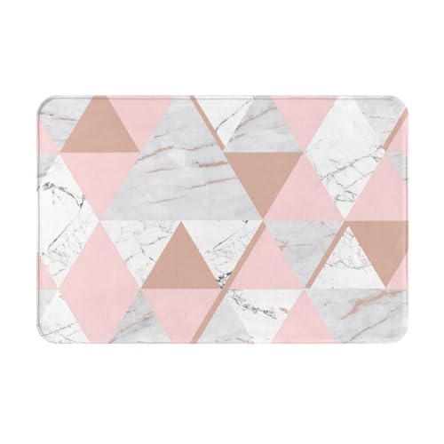 GloGlobal Weißes rosa Dreieck, Fußmatte, Badematte, rutschfeste Bodenmatte, weiche Badezimmerteppiche, saugfähige Badezimmerunterlage, 40 x 60 cm von GloGlobal